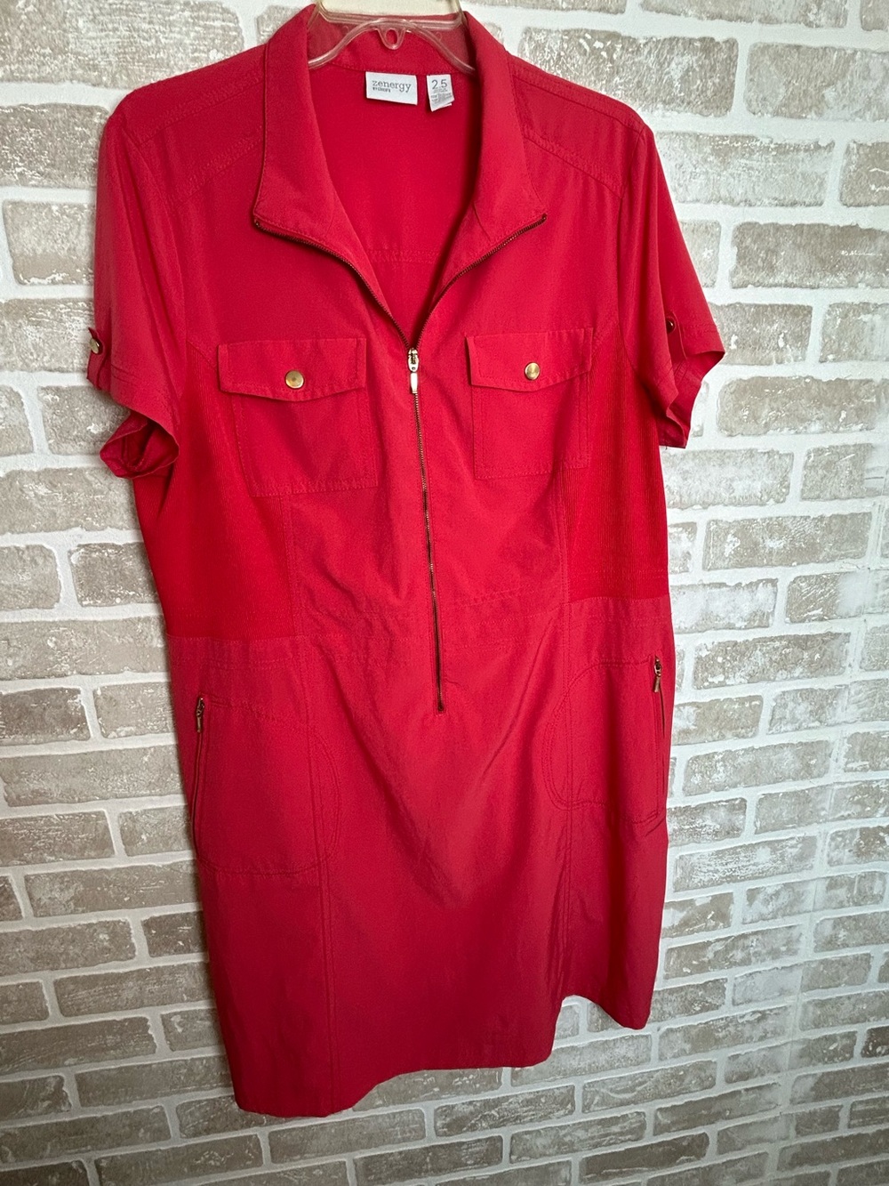 Chico's Red Zip-Front Shift Dress